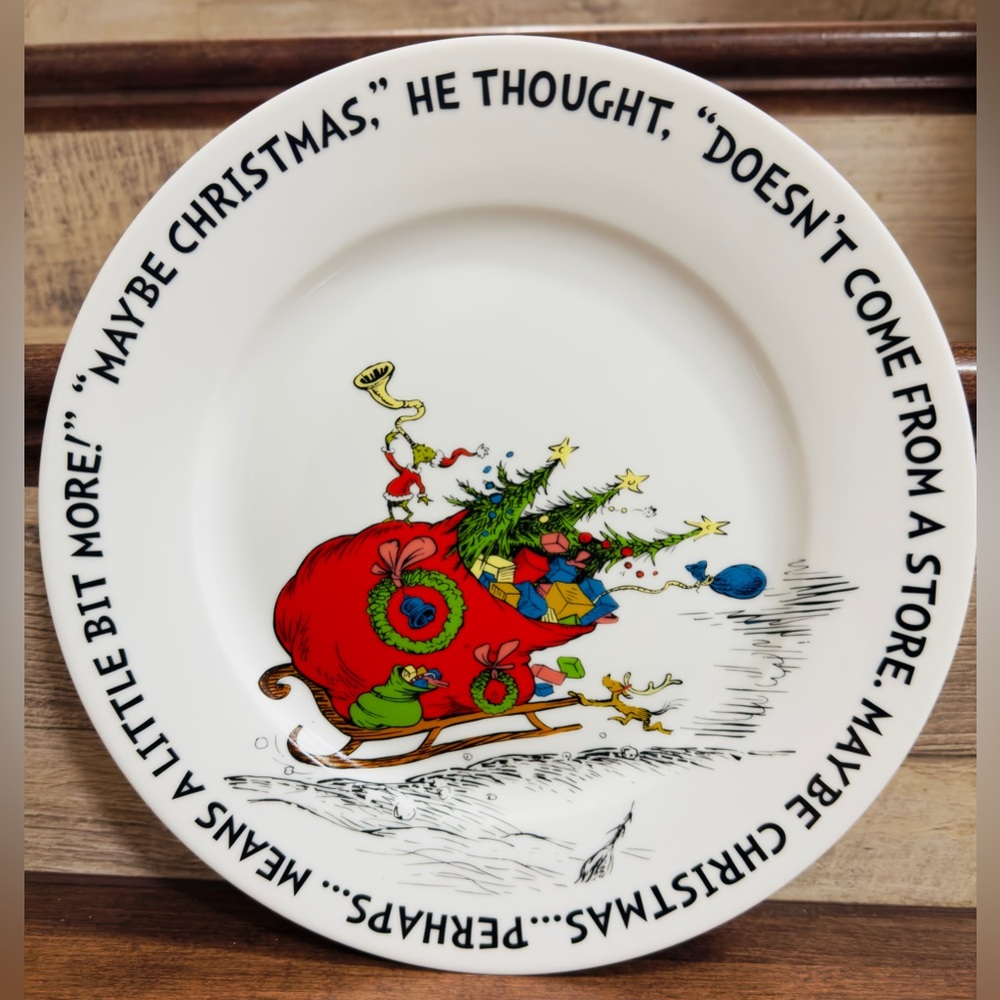 Super Cute How the Grinch Stole Christmas! Grinch & Max Serving Plate Porcelain
